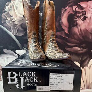 Rattlesnake Black Jack Cowboy Boots Womens 8.5